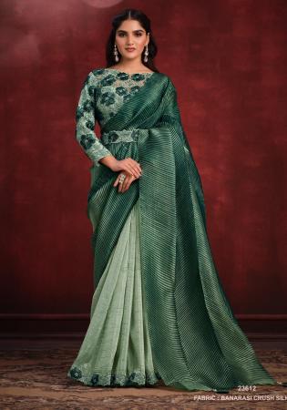 Picture of Fine Net & Silk Dark Sea Green Saree