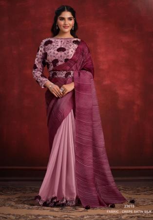 Picture of Sublime Net & Silk Rosy Brown & Brown Saree