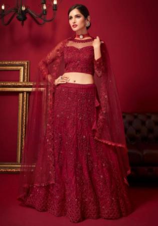 Picture of Splendid Net & Silk Brown Lehenga Choli