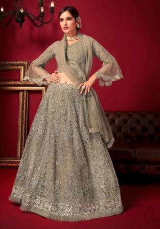 Picture of Ideal Net & Silk Rosy Brown Lehenga Choli