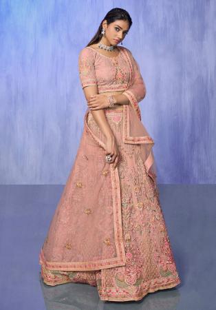 Picture of Exquisite Georgette & Net Rosy Brown Lehenga Choli