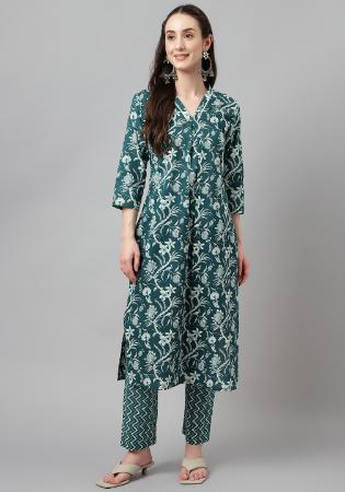 Picture of Ravishing Cotton Dark Sea Green Kurtis & Tunic