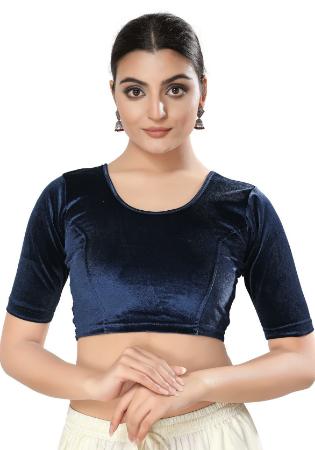 Picture of Statuesque Organza Navy Blue Designer Blouse