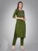 Picture of Cotton Dark Olive Green Readymade Salwar Kameez