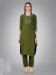 Picture of Cotton Dark Olive Green Readymade Salwar Kameez