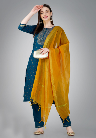 Picture of Comely Cotton Teal Readymade Salwar Kameez