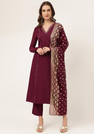 Picture of Marvelous Cotton Saddle Brown Readymade Salwar Kameez