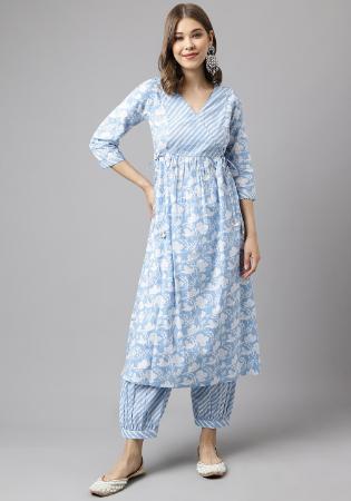 Picture of Fascinating Crepe Light Steel Blue Kurtis & Tunic