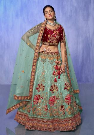 Picture of Georgette & Net Dark Sea Green Lehenga Choli