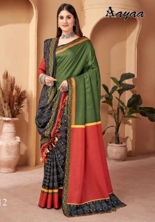 Picture of Pretty Georgette Dark Olive Green Saree