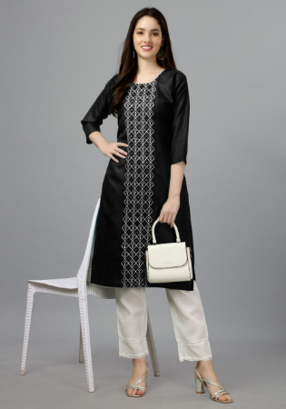 Picture of Good Looking Cotton Black Kurtis & Tunic