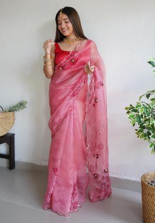 Picture of Lovely Organza Pale Violet Red Saree