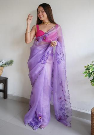 Picture of Splendid Organza Medium Purple Saree