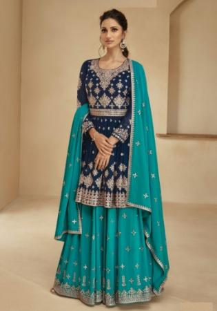 Picture of Georgette Midnight Blue Straight Cut Salwar Kameez