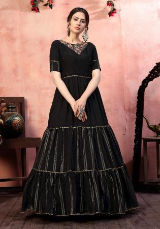 Picture of Lovely Georgette & Silk Black Party Wear Gown