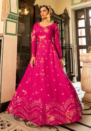 Picture of Statuesque Cotton Crimson Party Wear Gown