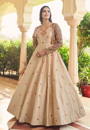 Picture of Classy Cotton Tan Party Wear Gown