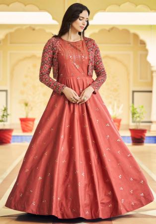 Picture of Superb Cotton Indian Red Party Wear Gown