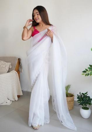 Picture of Enticing Organza Ghost White Saree