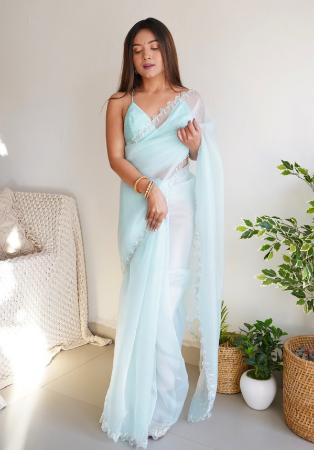 Picture of Amazing Organza Powder Blue Saree