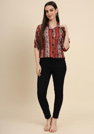 Picture of Nice Cotton Indian Red Kurtis & Tunic