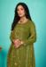 Picture of Organza Dark Olive Green Straight Cut Salwar Kameez