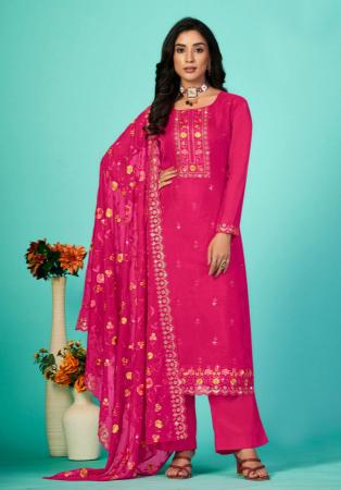 Picture of Grand Organza Hot Pink Straight Cut Salwar Kameez