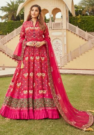 Picture of Delightful Net Deep Pink Readymade Gown