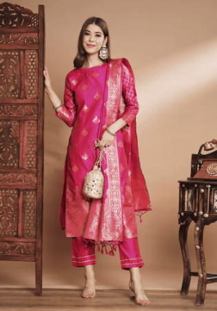 Picture of Cotton & Silk Pale Violet Red Readymade Salwar Kameez