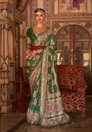 Picture of Sublime Silk Dark Olive Green Saree