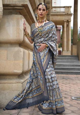 Picture of Magnificent Silk Grey Saree