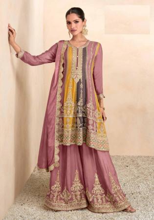 Picture of Chiffon Rosy Brown Straight Cut Salwar Kameez