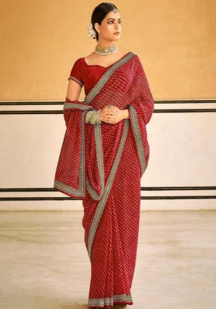 Picture of Superb Georgette Fire Brick Saree