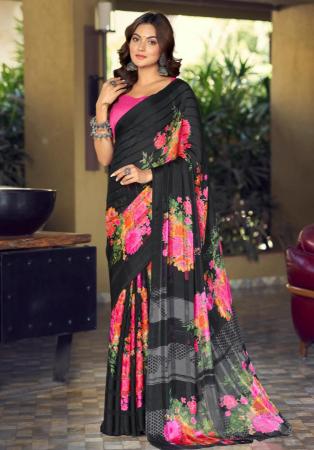 Picture of Exquisite Satin & Silk Dark Slate Grey Saree