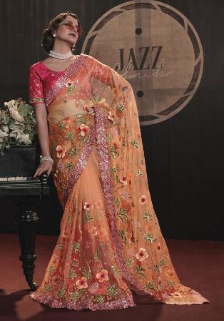 Picture of Ravishing Silk Dark Salmon Saree