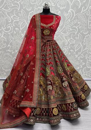 Picture of Pleasing Chiffon Dark Red Lehenga Choli