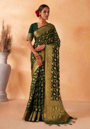 Picture of Appealing Georgette Dark Olive Green Saree