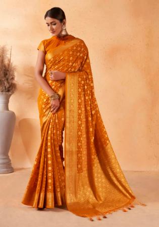 Picture of Comely Georgette Orange Red Saree