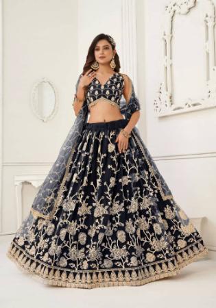 Picture of Grand Net Navy Blue Lehenga Choli