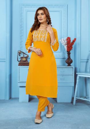 Picture of Gorgeous Cotton Yellow Kurtis & Tunic