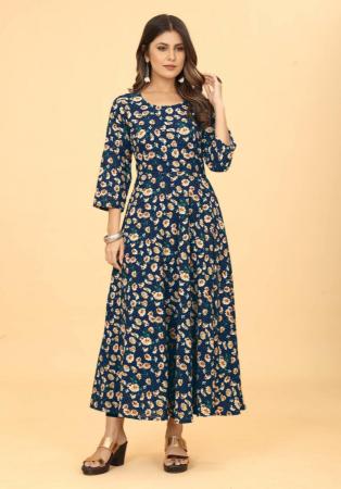 Picture of Splendid Georgette Navy Blue Readymade Gown