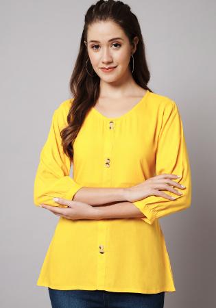 Picture of Sightly Rayon Yellow Kurtis & Tunic