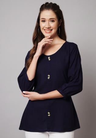 Picture of Sightly Rayon Navy Blue Kurtis & Tunic