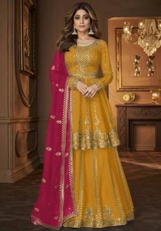 Picture of Georgette Chocolate Straight Cut Salwar Kameez