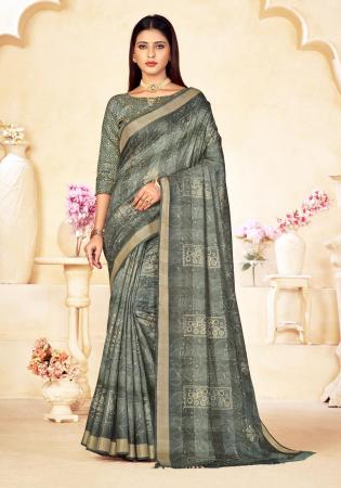 Picture of Pleasing Linen & Silk Dark Sea Green Saree