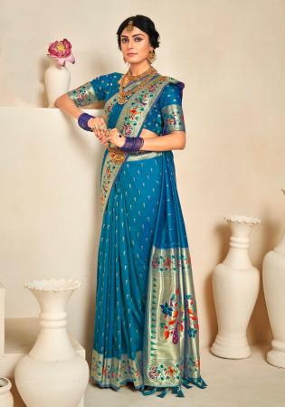 Picture of Lovely Silk Teal Saree