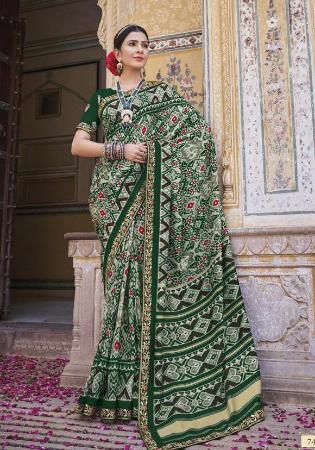 Picture of Nice Silk Dark Green Saree