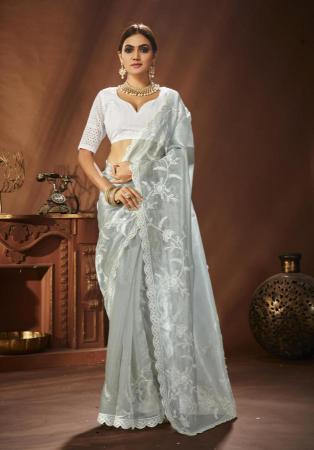 Picture of Alluring Silk & Organza Dark Sea Green Saree