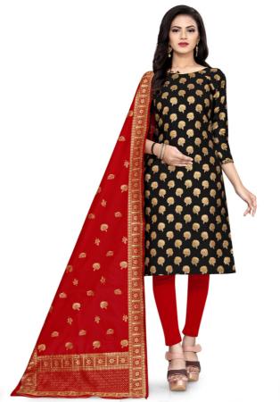 Picture of Pleasing Silk Black Straight Cut Salwar Kameez