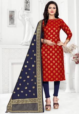 Picture of Graceful Silk Dark Red Straight Cut Salwar Kameez